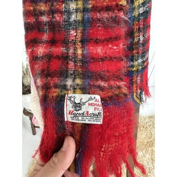 Vintage Hand Acraft Scottish Mohair Plaid Scarf - Picture 2 of 3